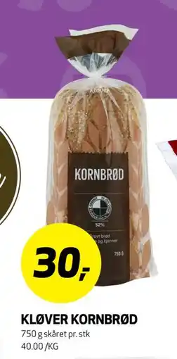 Bunnpris KLØVER KORNBRØD, NOK 30 tilbud