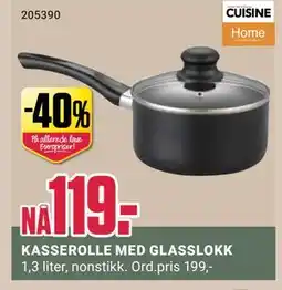 Europris KASSEROLLE MED GLASSLOKK, NOK 119 tilbud