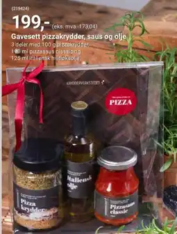 Europris Gavesett pizzakrydder, saus og olje tilbud