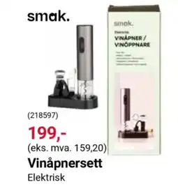 Europris Smak. vinåpnersett elektrisk tilbud