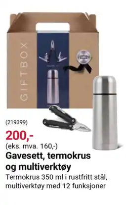 Europris Gavesett, termokrus og multiverktøy tilbud