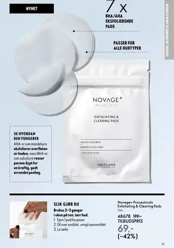 Oriflame Novage+ Proceuticals Exfoliating & Clearing Pads tilbud