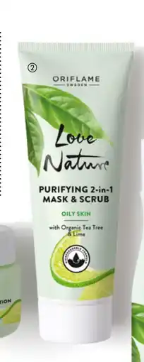Oriflame Love Nature Purifying 2-in-1 Mask & Scrub with Organic Tea Tree & Lime tilbud