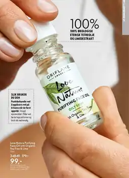 Oriflame Love Nature Purifying Face Oil with Organic Tea Tree & Lime tilbud