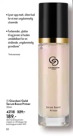 Oriflame Giordani Gold Serum Boost Primer tilbud