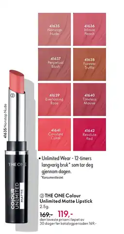 Oriflame THE ONE Colour Unlimited Matte Lipstick tilbud