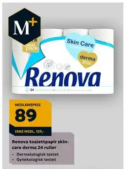 Megaflis Renova toalettpapir skincare derma 24 ruller, Medlemspris tilbud
