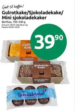 Joker Gulrotkake/Sjokoladekake/ Mini sjokoladekaker, NOK 39.9 tilbud