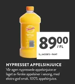 Jacobs NYPRESSET APPELSINJUICE, NOK 89 tilbud