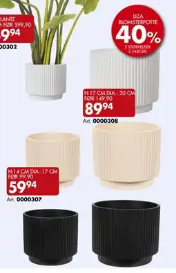 Sparkjøp LIZA BLOMSTERPOTTE tilbud
