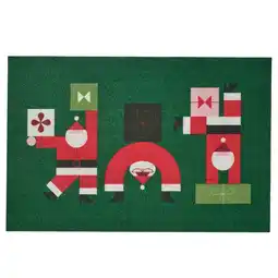 IKEA Vinterfint Dørmatte, julenissemønster grønn, 60x90 cm tilbud