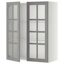 IKEA Metod Veggskap m hyller/2 vitrinedører, hvit/bodbyn grå, 80x100 cm tilbud