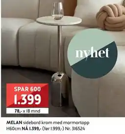 Bohus MELAN sidebord, NOK 1399 tilbud