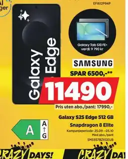 POWER Galaxy S25 Edge 512 GB, NOK 11490 tilbud