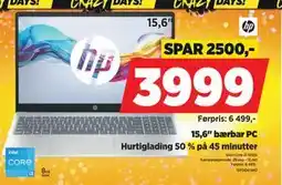 POWER 15,6 bærbar PC, NOK 3999 tilbud