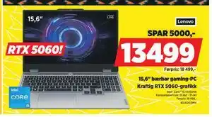 POWER 15,6 bærbar gaming-PC, NOK 13499 tilbud