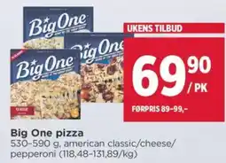 Meny Big One pizza tilbud