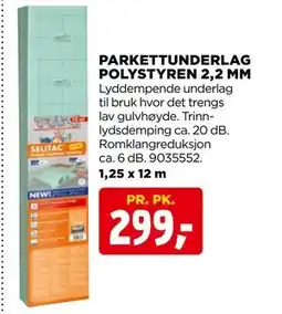 jem & fix PARKETTUNDERLAG POLYSTYREN 2,2 MM, NOK 299 tilbud
