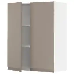 IKEA Metod Veggskap m hyller/2 dører, hvit/upplöv matt mørk beige, 80x100 cm tilbud