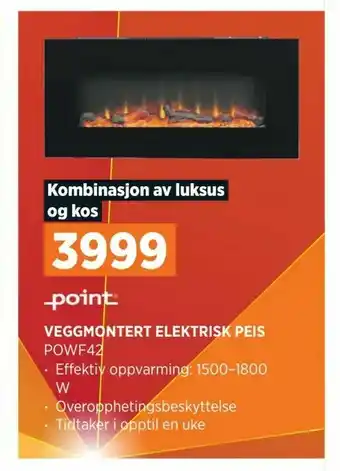 POWER Veggmontert elektrisk peis tilbud