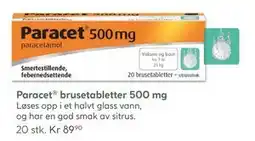 Vitusapotek Paracet brusetabletter 500 mg, NOK 89.9 tilbud