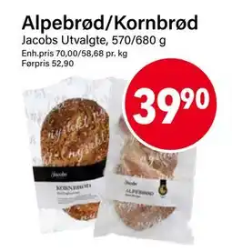Nærbutikken Alpebrød/Kornbrød, NOK 39.9 tilbud