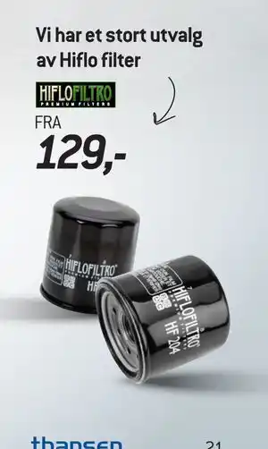 Thansen Vi har et stort utvalg av Hiflo filter tilbud
