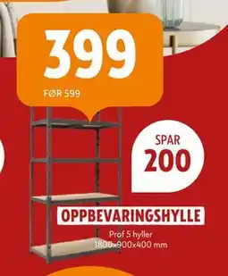 Byggmakker OPPBEVARINGSHYLLE, NOK 399 tilbud