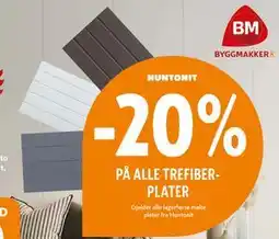 Byggmakker 20% PÅ ALLE TREFIBERPLATER tilbud