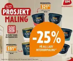 Byggmakker 25% PÅ ALL LADY INTERIØRMALING tilbud