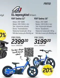 Thansen EL-løpesykkel, NOK 2399.2 tilbud