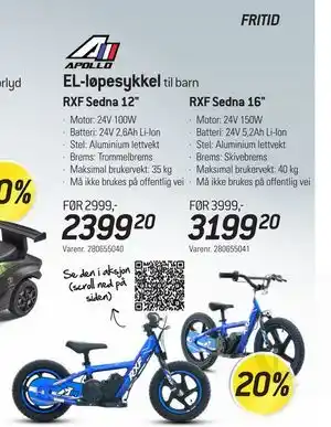 Thansen EL-løpesykkel, NOK 2399.2 tilbud