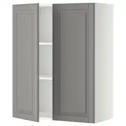 IKEA Metod Veggskap m hyller/2 dører, hvit/bodbyn grå, 80x100 cm tilbud