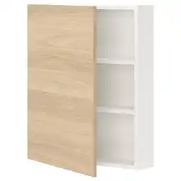 IKEA Enhet Veggskap med 2 hyller/dør, hvit/eikemønstret, 60x17x75 cm tilbud