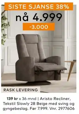Skeidar Aristo Recliner ,, NOK 4999 tilbud
