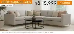 Skeidar Ask hjørnesofa, NOK 15999 tilbud