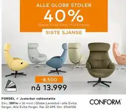 Skeidar Globe Lenestol, NOK 13999 tilbud