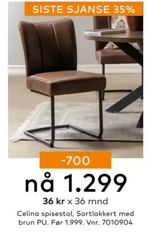 Skeidar Celina spisestol, NOK 1299 tilbud