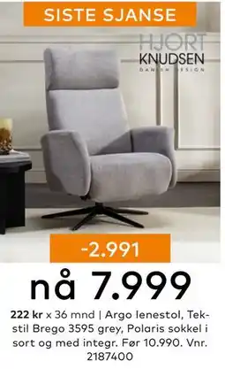 Skeidar Argo lenestol, NOK 7999 tilbud