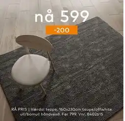 Skeidar Værdal teppe, NOK 599 tilbud