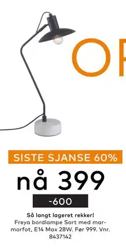 Skeidar Freya bordlampe, NOK 399 tilbud