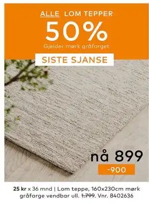 Skeidar Lom teppe,, NOK 899 tilbud