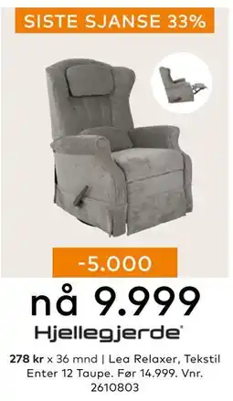Skeidar Lea Relaxer, NOK 9999 tilbud