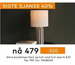Skeidar Alma bordlampe, NOK 479 tilbud