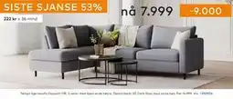 Skeidar Tempo hjørnesofa, NOK 7999 tilbud