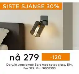 Skeidar Darwin vegglampe, NOK 279 tilbud