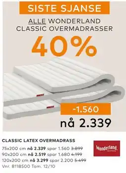 Skeidar ALLE WONDERLAND CLASSIC OVERMADRASSER tilbud