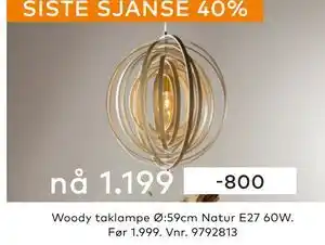 Skeidar Woody taklampe, NOK 1199 tilbud