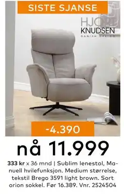 Skeidar Sublim lenestol, NOK 11999 tilbud