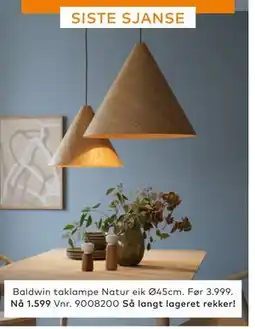 Skeidar Baldwin taklampe Natur eik, NOK 1599 tilbud